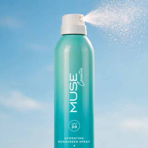 Fine mist from the MUSE SPF 30 sunscreen spray