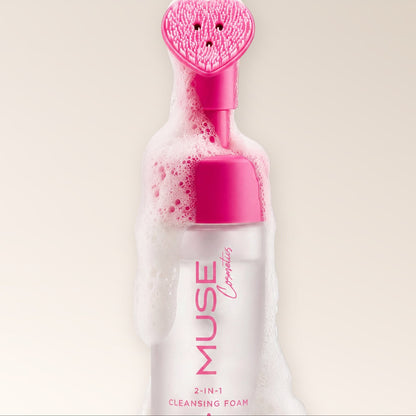 Fine foam from the MUSE Travel Pink cleansing foam